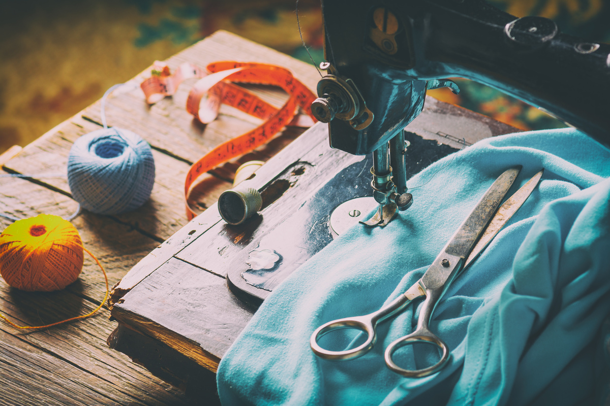 Old vintage hand sewing machine