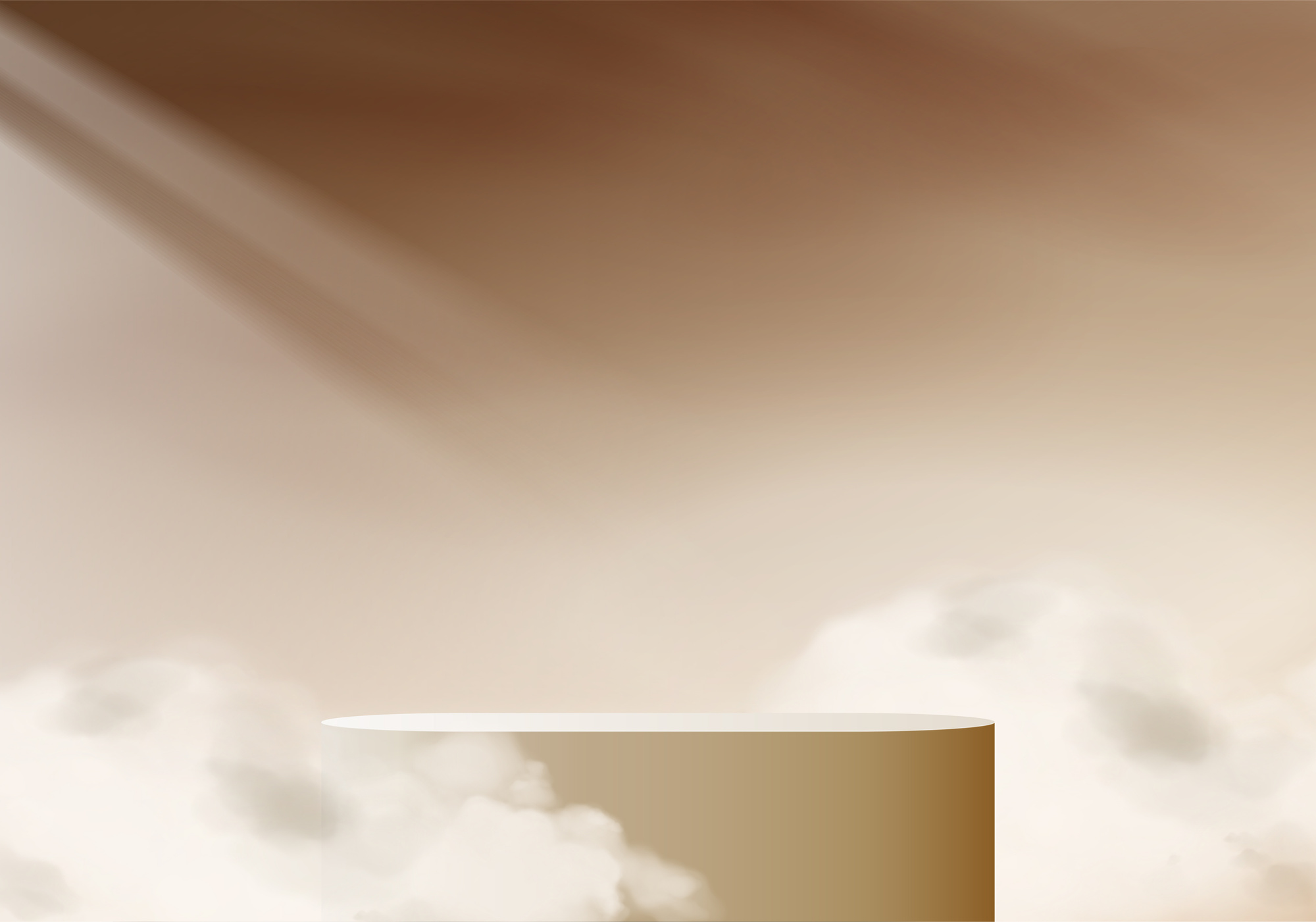 Beige Podium with Clouds